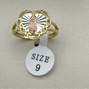 Isabella M. Sterling Silver Heart & Virgin Mary Ring – Size 9 w/ Box